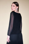 Joseph Ribkoff Black Top With Chiffon Sleeves Style 234702
