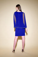 Joseph Ribkoff Royal Sapphire Sheath Dress With Mesh Cape Style 234712