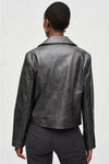 Joseph Ribkoff Gunmetal Faux Leather Biker Jacket Style 234902