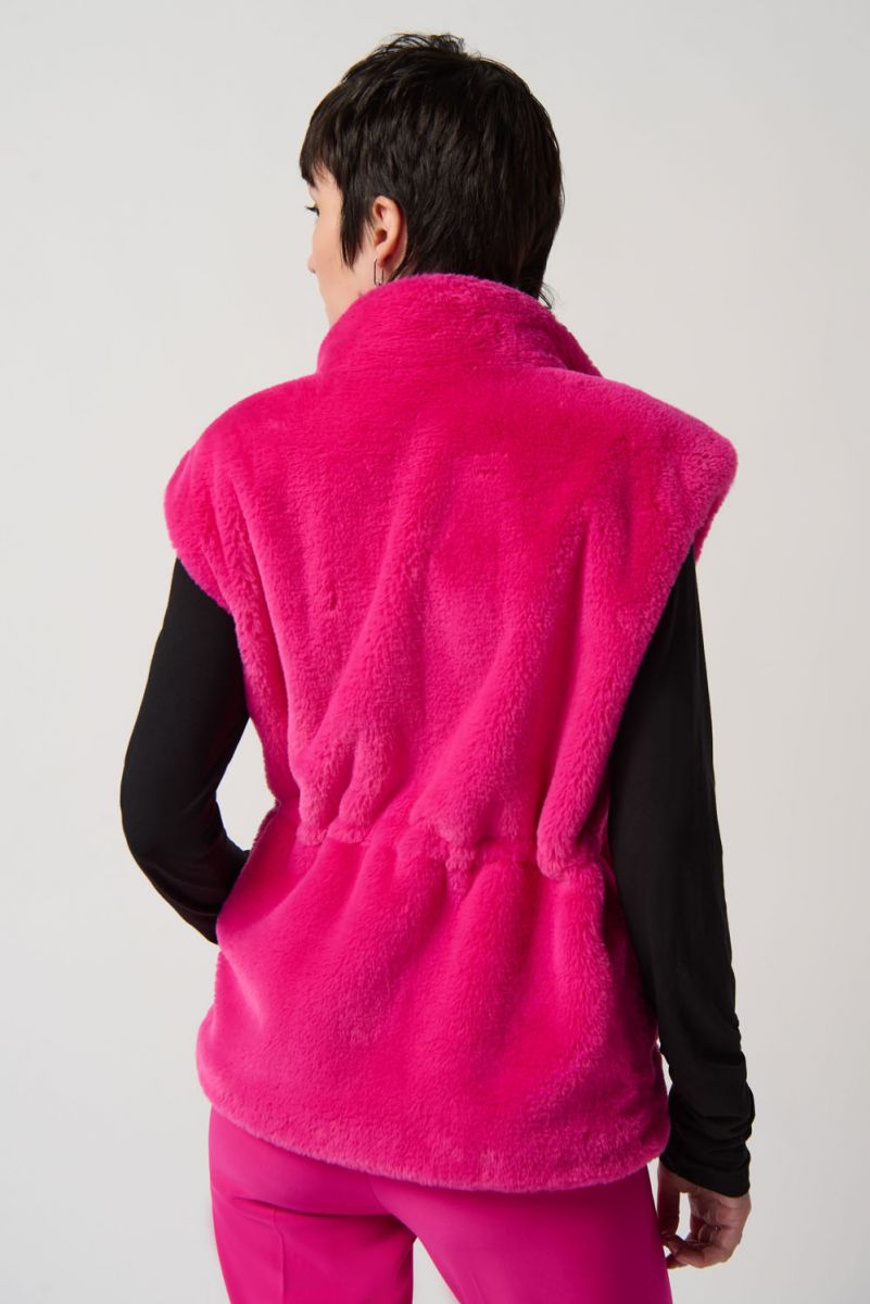 Joseph Ribkoff Shocking Pink Faux Fur Vest with Pockets Style 234903