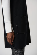 Joseph Ribkoff Black Sweater Knit And Faux Fur Vest Style 234912