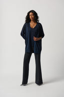 Joseph Ribkoff Black/Blue Sweater Knit and Lurex Two-Piece Set Style 234915