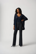 Joseph Ribkoff Black/Blue Sweater Knit and Lurex Two-Piece Set Style 234915