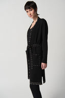 Joseph Ribkoff Black Coat With V-Shape Neckline Style 234919
