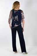 Frank Lyman Midnight Blue/Coral Jumpsuit with Chiffon Overlay Style 239012