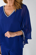 Frank Lyman Imperial Blue Jumpsuit with Chiffon Overlay Style 239197