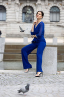Frank Lyman Imperial Blue Jumpsuit with Chiffon Overlay Style 239197