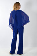 Frank Lyman Imperial Blue Jumpsuit with Chiffon Overlay Style 239197