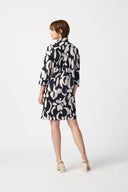 Joseph Ribkoff Black/Moonstone Abstract Print Trapeze Dress Style 241000