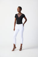 Joseph Ribkoff Black Top with Rhinestone Mesh Style 241017