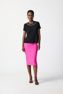 Joseph Ribkoff Black Top with Rhinestone Neckline Style 241019