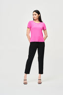 Joseph Ribkoff Ultra Pink Top with Rhinestone Neckline Style 241019