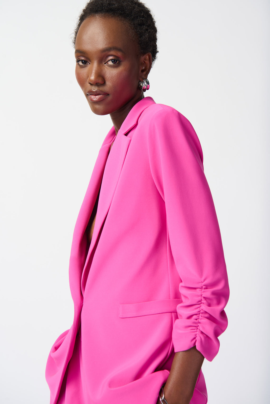 Joseph Ribkoff Ultra Pink Blazer with Shirred Sleeves Style 241031