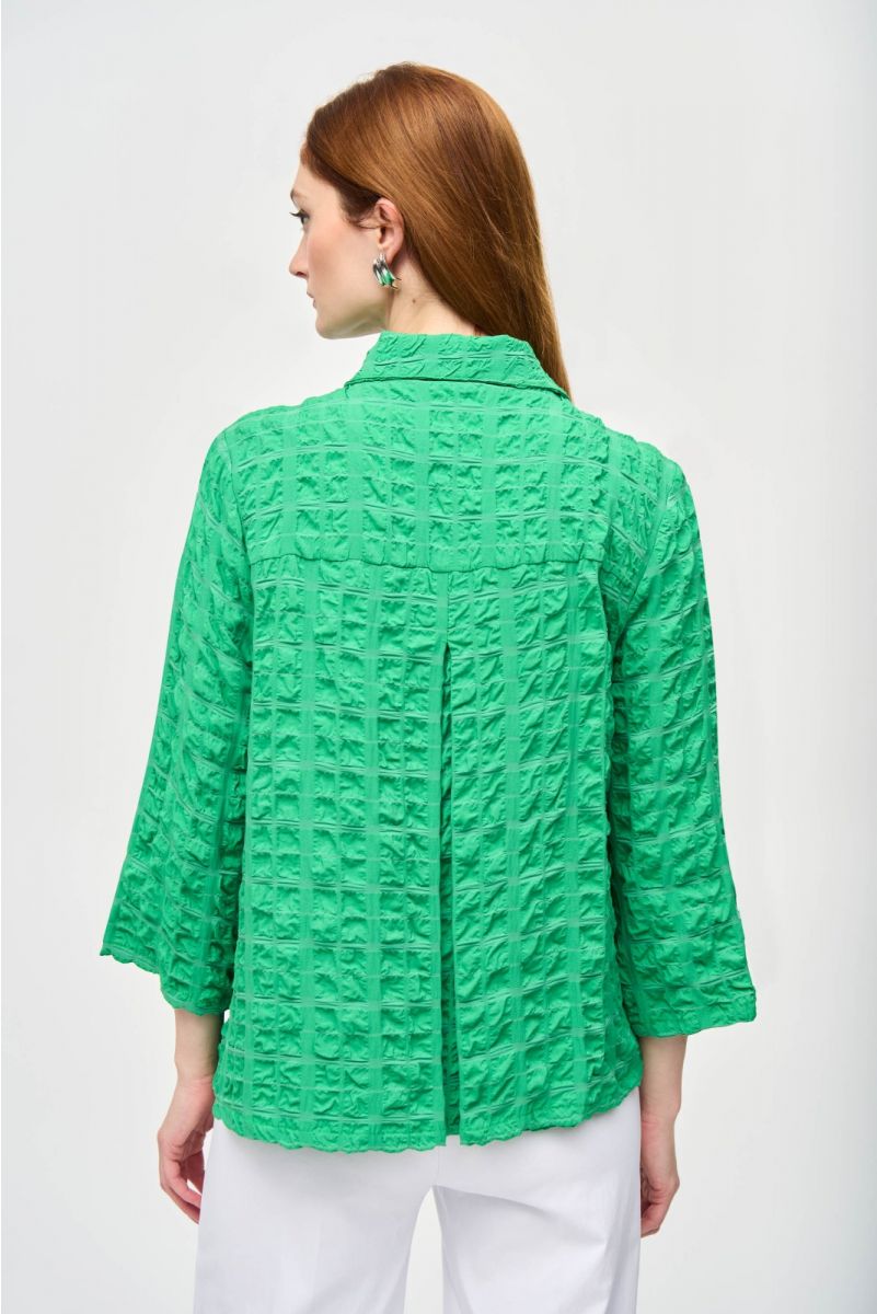 Joseph Ribkoff Island Green Textured Jacket with Stand Collar Style 241069