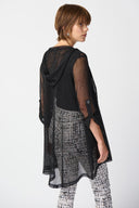 Joseph Ribkoff Black Mesh Knit Hooded Jacket Style 241075