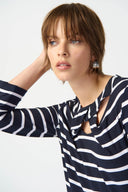 Joseph Ribkoff Midnight Blue/Vanilla Striped Fitted Top Style 241087