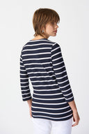 Joseph Ribkoff Midnight Blue/Vanilla Striped Fitted Top Style 241087