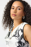 Joseph Ribkoff Vanilla/Black Floral Print Top Style 241120