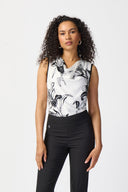 Joseph Ribkoff Vanilla/Black Floral Print Top Style 241120