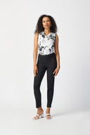Joseph Ribkoff Vanilla/Black Floral Print Top Style 241120