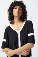 Joseph Ribkoff Black/Vanilla Colour Block Top Style 241125