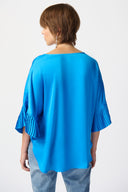 Joseph Ribkoff French Blue Boxy Top with Ruffle Sleeves Style 241182