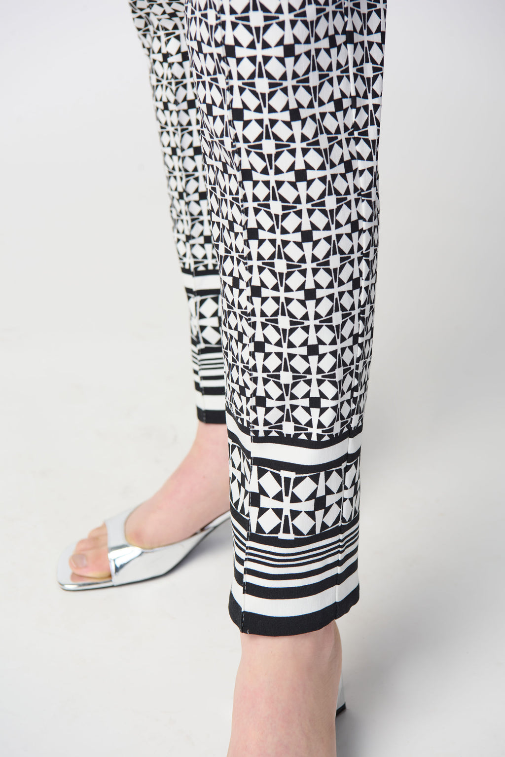 Joseph Ribkoff Vanilla/Black Geometric Print Pants Style 241186