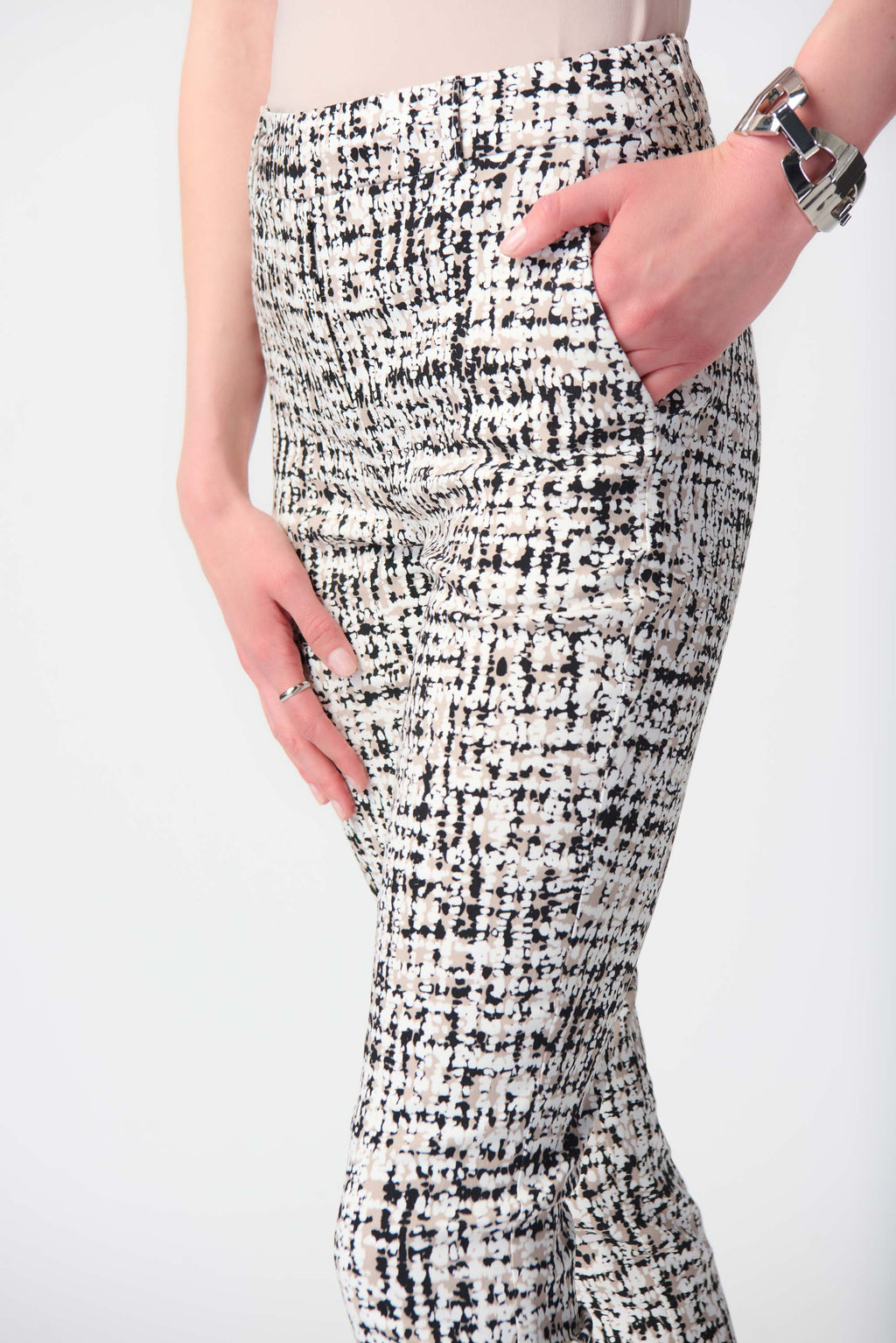 Joseph Ribkoff Vanilla/Multi Abstract Print Pull-On Pants Style 241189