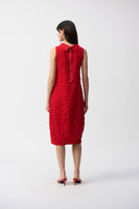 Joseph Ribkoff Radiant Red Textured Sleeveless Cocoon Dress Style 241204