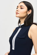 Joseph Ribkoff Midnight Blue/Vanilla Sleeveless Shift Dress Style 241208