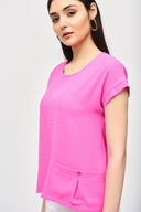 Joseph Ribkoff Ultra Pink Textured Woven Boxy Top Style 241217