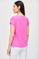 Joseph Ribkoff Ultra Pink Textured Woven Boxy Top Style 241217