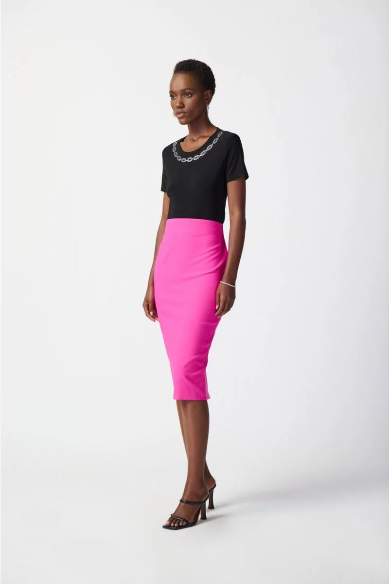 Joseph Ribkoff Ultra Pink Lux Twill Pull On Skirt Style 241230