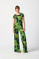 Joseph Ribkoff Black/Multi Leaf Print Top Style 241244