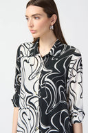 Joseph Ribkoff Vanilla/Black Abstract Print Georgette Blouse Style 241250