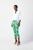 Joseph Ribkoff Green/Multi Leaf Print Pull-On Pants 241267