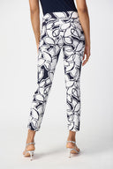 Joseph Ribkoff Midnight Blue/Vanilla Leaf Print Pull-On Pants Style 241270