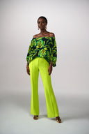 Joseph Ribkoff Black/Multi Leaf Printed Top Style 241277