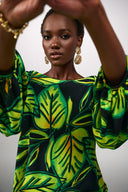 Joseph Ribkoff Black/Multi Leaf Printed Top Style 241277