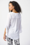 Joseph Ribkoff Off-White Georgette Top With Ruffled Sleeves Style 241283