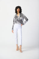 Joseph Ribkoff Vanilla/Multi Animal Print Top with Cowl Neckline Style 241303