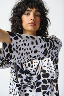 Joseph Ribkoff Vanilla/Multi Animal Print Top with Cowl Neckline Style 241303