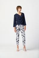 Joseph Ribkoff Midnight Blue Cowl Neck Flared Top Style 241309