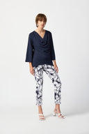 Joseph Ribkoff Midnight Blue Cowl Neck Flared Top Style 241309