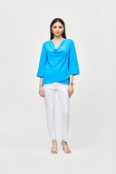 Joseph Ribkoff French Blue Cowl Neck Flared Top Style 241309