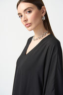 Joseph Ribkoff Black Georgette Ruffled Poncho Tunic Style 241311