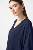 Joseph Ribkoff Midnight Blue Georgette Ruffled Poncho Tunic Style 241311