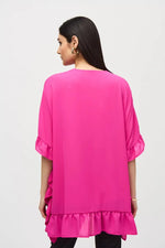 Joseph Ribkoff Ultra Pink Georgette Ruffled Poncho Tunic Style 241311