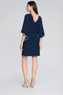 Joseph Ribkoff Midnight Blue Dress with Chiffon Sleeves Style 241709