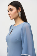 Joseph Ribkoff Serenity Blue Dress with Chiffon Sleeves Style 241709